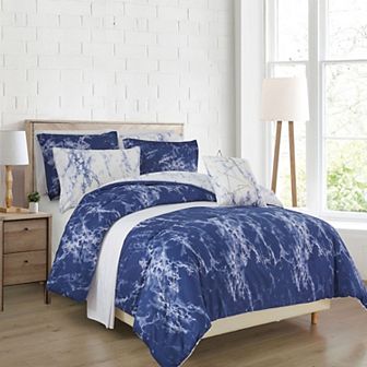 Elegant Comfort Reversible 10 pc Marble Comforter Set,with 6 pc Sheet Set With Sided Storage Pocket