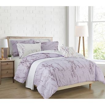 Elegant Comfort Reversible 10 pc Marble Comforter Set,with 6 pc Sheet Set With Sided Storage Pocket