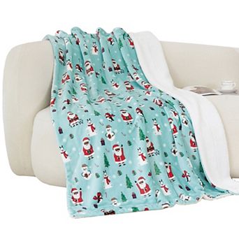 Elegant Comfort Christmas Sherpa Throw With Flannel Fleece - 50 X 60