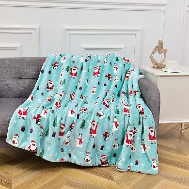 Elegant Comfort Christmas Sherpa Throw With Flannel Fleece - 50 X 60