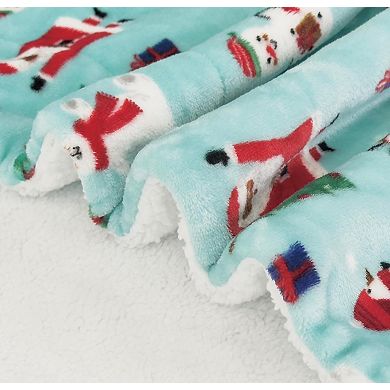 Elegant Comfort Christmas Sherpa Throw With Flannel Fleece - 50 X 60