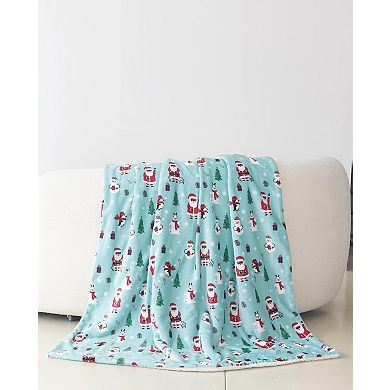 Elegant Comfort Christmas Sherpa Throw With Flannel Fleece - 50 X 60