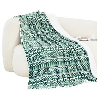 Elegant Comfort Christmas Sherpa Throw With Flannel Fleece - 50 X 60