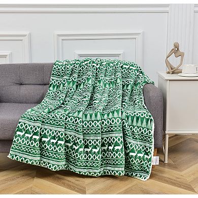 Elegant Comfort Christmas Sherpa Throw With Flannel Fleece - 50 X 60