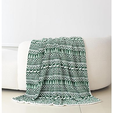 Elegant Comfort Christmas Sherpa Throw With Flannel Fleece - 50 X 60