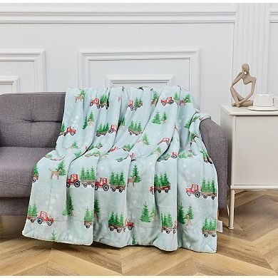 Elegant Comfort Christmas Sherpa Throw With Flannel Fleece - 50 X 60