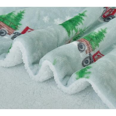 Elegant Comfort Christmas Sherpa Throw With Flannel Fleece - 50 X 60