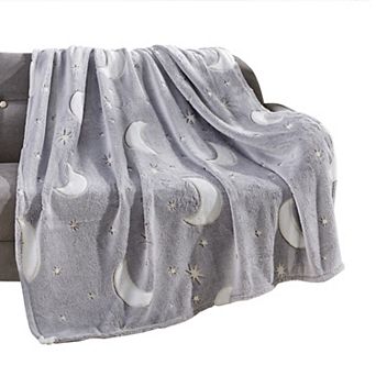 Elegant Comfort Glow In The Dark Throw Blanket Velvety Feel 50 X 60 in Star Moon