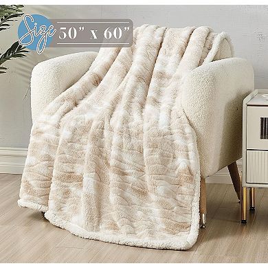Elegant Comfort Printed Sherpa Back Throw 50x60 Sherpa Throw