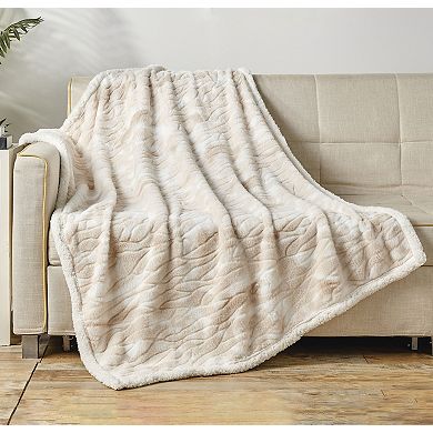 Elegant Comfort Printed Sherpa Back Throw 50x60 Sherpa Throw