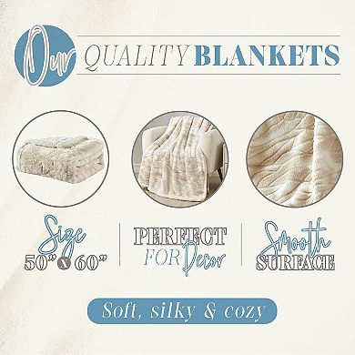 Elegant Comfort Printed Sherpa Back Throw 50x60 Sherpa Throw