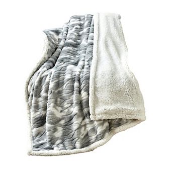 Elegant Comfort Printed Sherpa Back Throw 50x60 Sherpa Throw