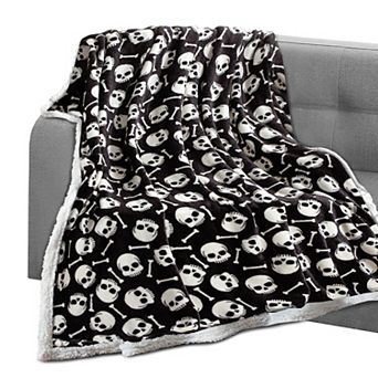 Elegant Comfort Printed Sherpa Back Throw 50x60 Sherpa Throw