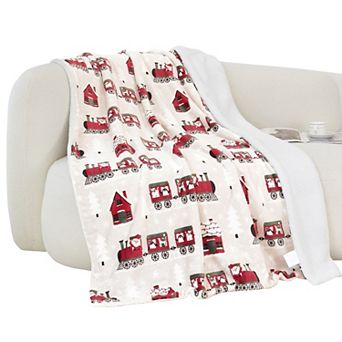 Elegant Comfort Christmas Sherpa Throw With Flannel Fleece - 50 X 60