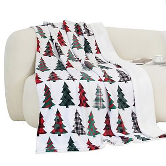 Elegant Comfort Christmas Sherpa Throw With Flannel Fleece - 50 X 60