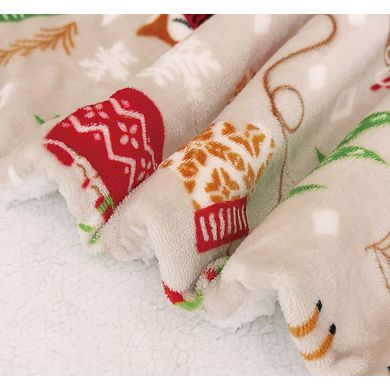 Elegant Comfort Christmas Sherpa Throw With Flannel Fleece - 50 X 60