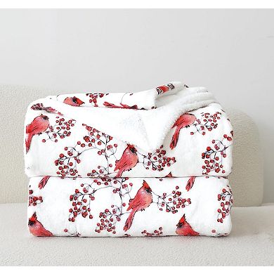 Elegant Comfort Christmas Sherpa Throw With Flannel Fleece - 50 X 60