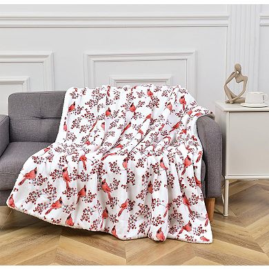 Elegant Comfort Christmas Sherpa Throw With Flannel Fleece - 50 X 60