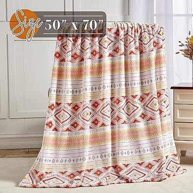 Elegant Comfort Decorative Flannel Fleece Throw Blanket 50x70