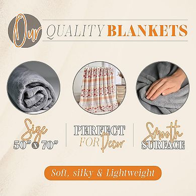 Elegant Comfort Decorative Flannel Fleece Throw Blanket 50x70
