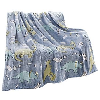 Elegant Comfort Glow In The Dark Throw Blanket Velvet Dino Friends
