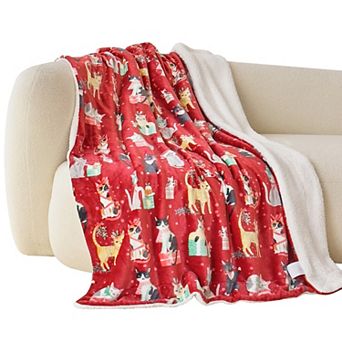 Elegant Comfort Christmas Sherpa Throw With Flannel Fleece - 50 X 60