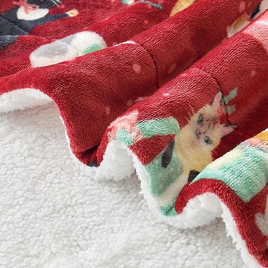 Elegant Comfort Christmas Sherpa Throw With Flannel Fleece - 50 X 60