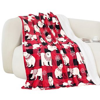 Elegant Comfort Christmas Sherpa Throw With Flannel Fleece - 50 X 60