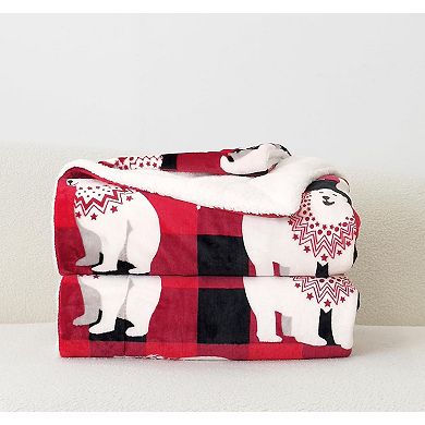 Elegant Comfort Christmas Sherpa Throw With Flannel Fleece - 50 X 60