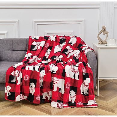 Elegant Comfort Christmas Sherpa Throw With Flannel Fleece - 50 X 60