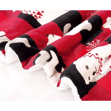 Elegant Comfort Christmas Sherpa Throw With Flannel Fleece - 50 X 60