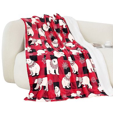 Elegant Comfort Christmas Sherpa Throw With Flannel Fleece - 50 X 60