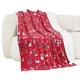 Elegant Comfort Christmas Sherpa Throw With Flannel Fleece - 50 X 60