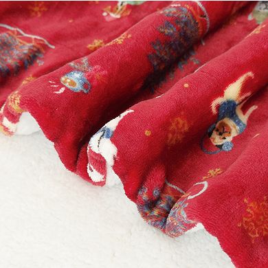 Elegant Comfort Christmas Sherpa Throw With Flannel Fleece - 50 X 60