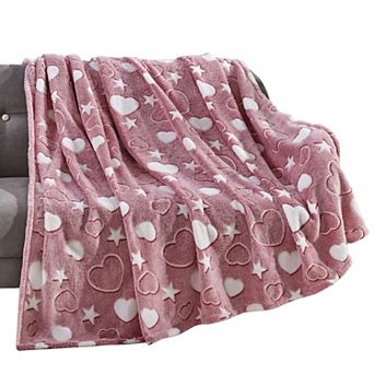Elegant Comfort Glow In The Dark Throw Blanket Velvety Feel 50 X 60 in My heart and Star