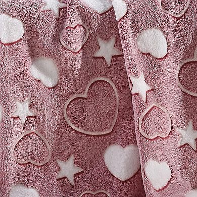 Elegant Comfort Glow In The Dark Throw Blanket Velvety Feel 50 X 60 Inches My heart and Star