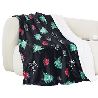 Elegant Comfort Christmas Sherpa Throw With Flannel Fleece - 50 X 60