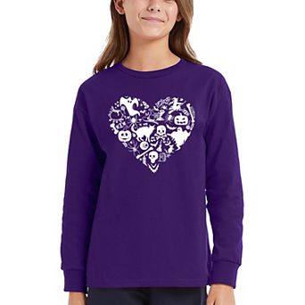 Halloween Heart - Girl's Word Art Long Sleeve T-shirt