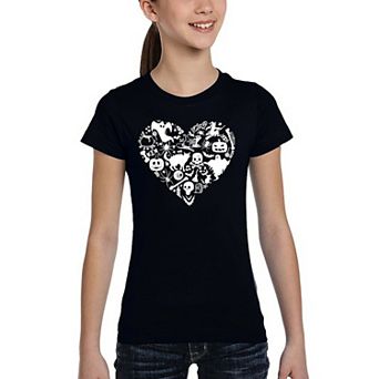 Halloween Heart - Girl's Word Art T-shirt