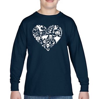 Halloween Heart - Boy's Word Art Long Sleeve T-shirt