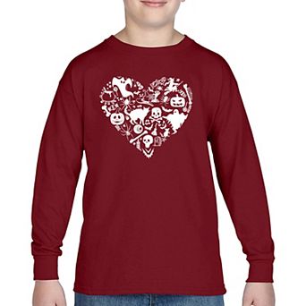 Halloween Heart - Boy's Word Art Long Sleeve T-shirt