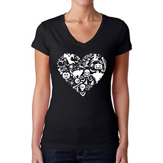 Halloween Heart - Women's Word Art V-neck T-shirt