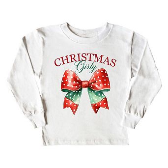 Coquette Christmas Girly Toddler Long Sleeve Graphic Tee