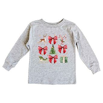 Coquette Christmas Collage Youth Long Sleeve Graphic Tee