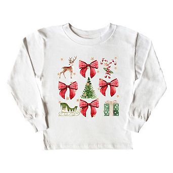 Coquette Christmas Collage Youth Long Sleeve Graphic Tee