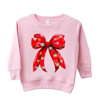 Coquette Christmas Snowflake Bow Toddler Graphic Sweatshirt