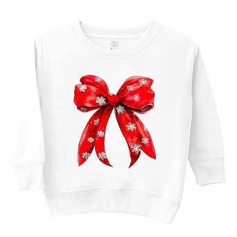 Coquette Christmas Snowflake Bow Toddler Graphic Sweatshirt