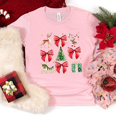 Coquette Christmas Collage Youth Short Sleeve Graphic Tee