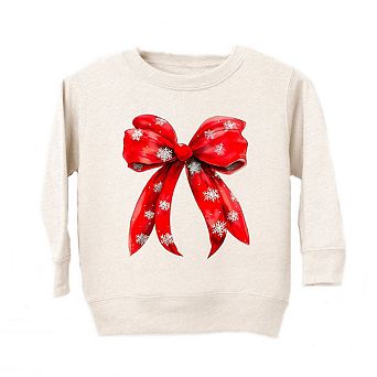 Coquette Christmas Snowflake Bow Youth Ultra-soft Graphic Sweatshirt