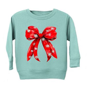 Coquette Christmas Snowflake Bow Youth Ultra-soft Graphic Sweatshirt